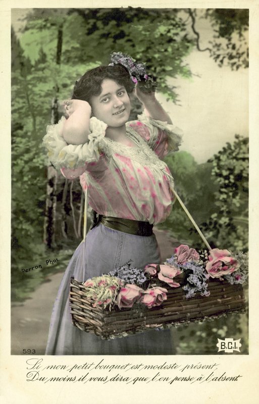 Meisje met bloemen te koop door French Photographer