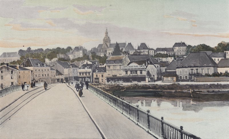 Gray, algemeen uitzicht vanaf de rechteroever van de Saône door French Photographer