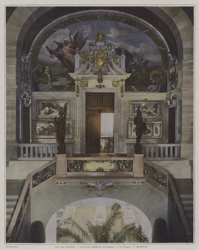 Interieur van het Duitse paviljoen, Exposition Universelle 1900, Parijs (kleurenfoto) door French Photographer
