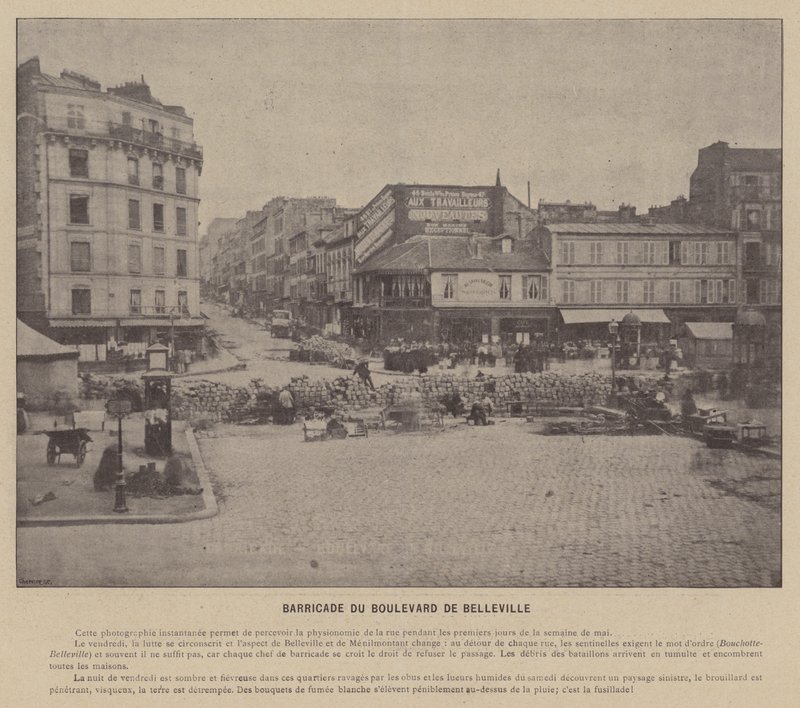 De Commune van Parijs, barricade van de Boulevard de Belleville door French Photographer