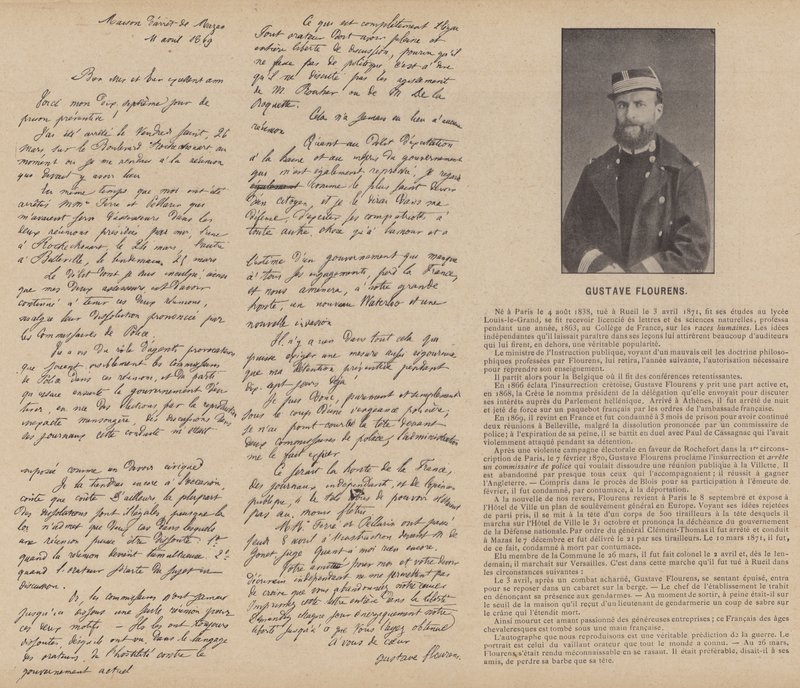 De Commune van Parijs, Gustave Flourens (zwart-wit foto) door French Photographer