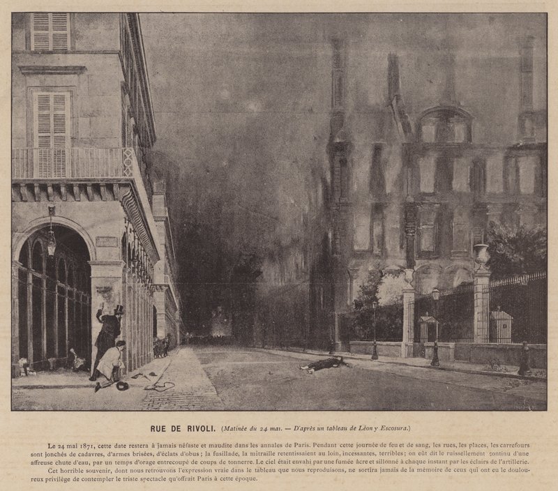 La Commune de Paris, Rue De Rivoli, ochtend van 24 mei door French Photographer