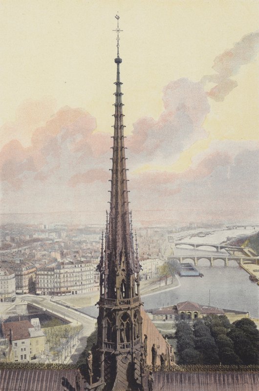 Parijs, torenspits van Notre-Dame, zicht vanaf de zuidelijke toren door French Photographer