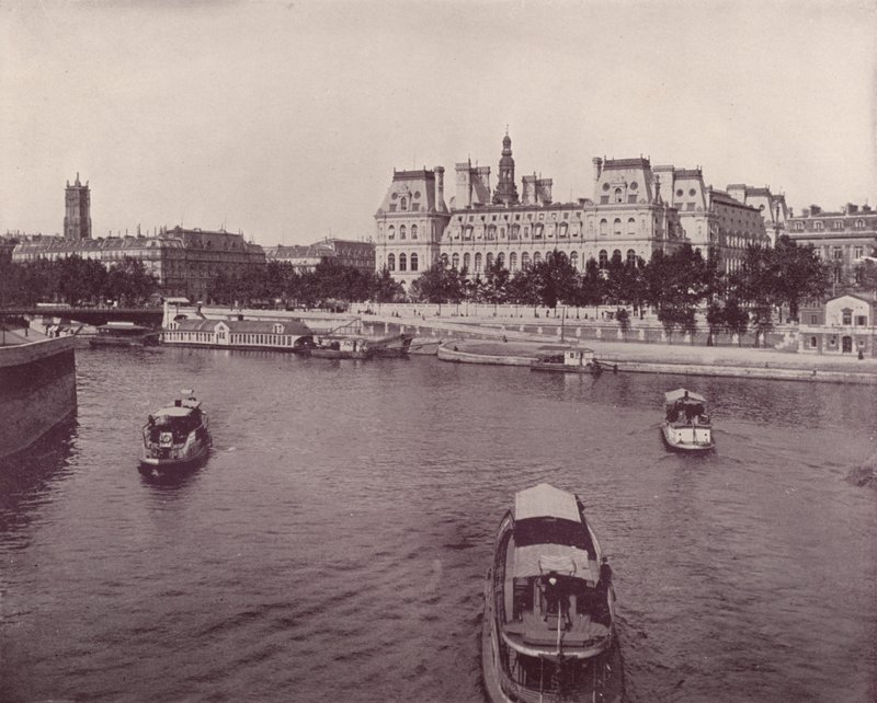Parijs: Hotel de Ville, vanaf de Rivierzijde door French Photographer