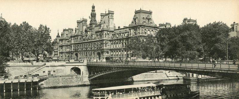 Parijs, Het Stadhuis en de Arcolebrug door French Photographer