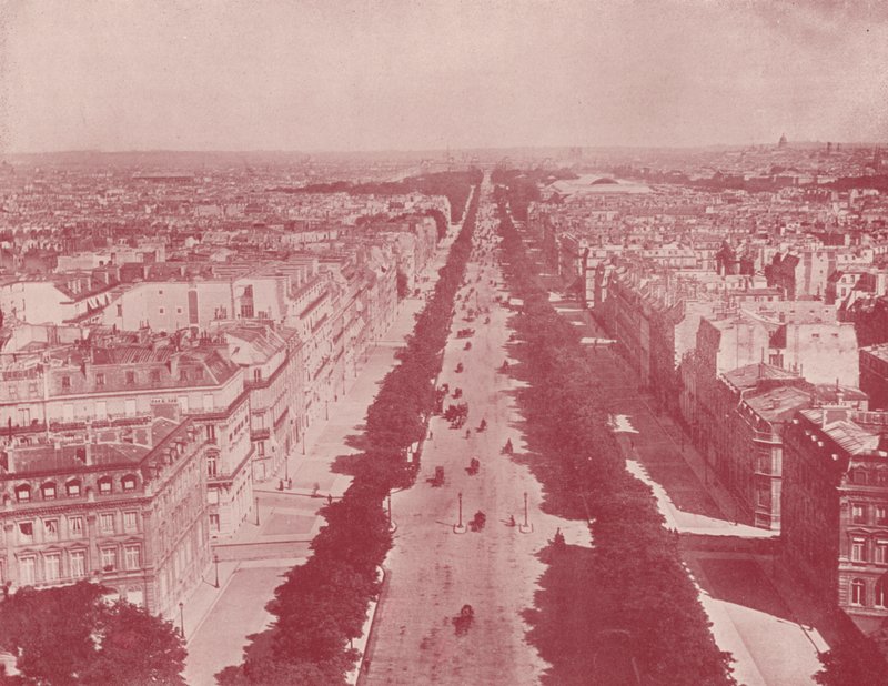 Parijs: Perspectief van de Champs Elysees door French Photographer