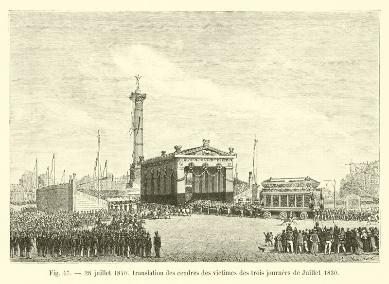 28 juli 1840, overbrenging van de as van de slachtoffers van de drie julidagen van 1830 door French School