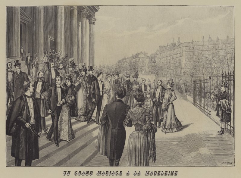 Een groot huwelijk in de Kerk van La Madeleine, Parijs door French School