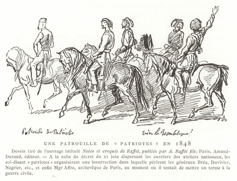 Een patrouille van patriotten, Frankrijk, 1848 door French School