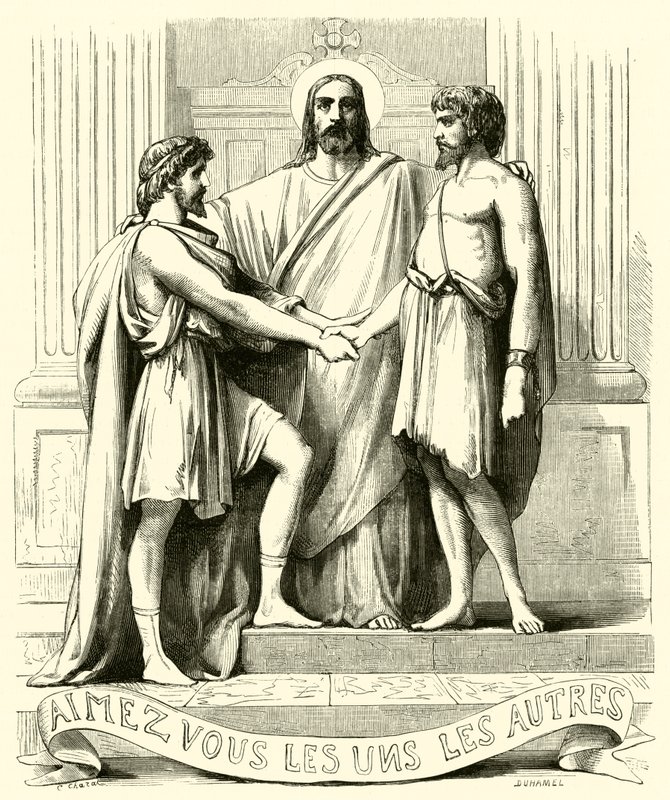 Aimez vous les uns les Autres (gravure) door French School