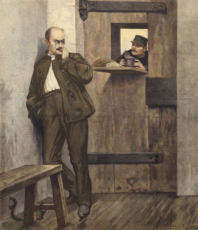 Alfred Dreyfus in zijn gevangeniscel door French School