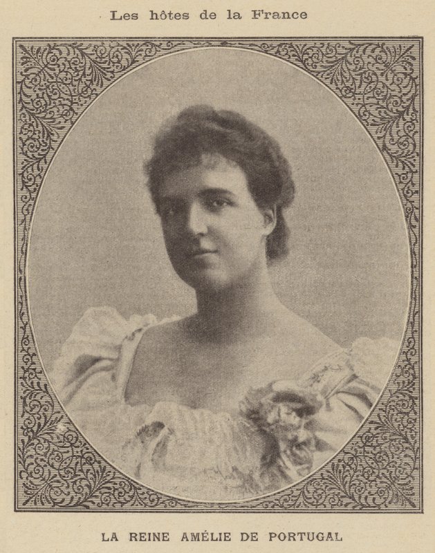 Amelie van Orléans, Koningin gemalin van Koning Carlos I van Portugal (litho) door French School