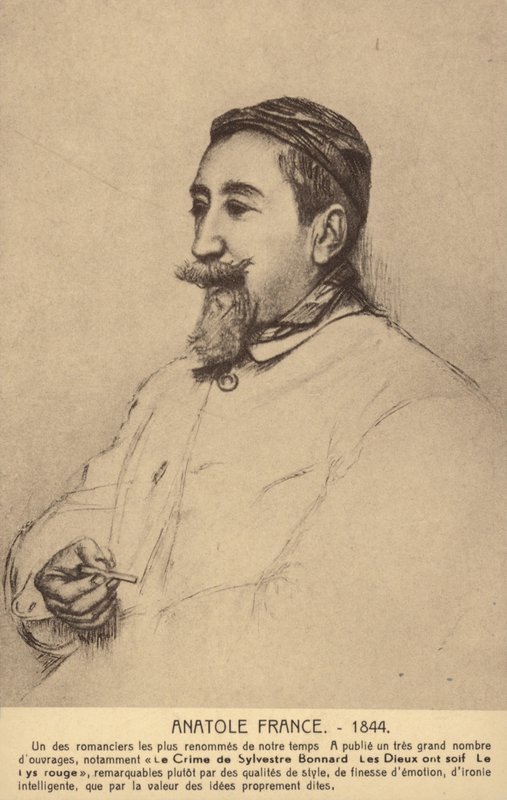 Anatole France (1844-1924), Frans dichter, journalist en romanschrijver (litho) door French School