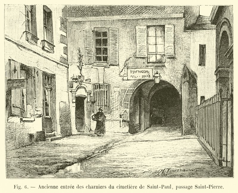 Oude ingang van de knekelhuizen van de begraafplaats van Saint-Paul, passage Saint-Pierre door French School