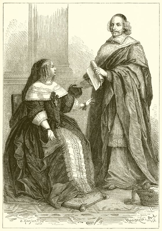 Anna van Oostenrijk en kardinaal Mazarin door French School