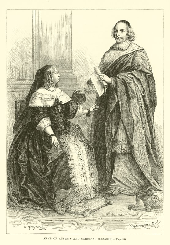 Anna van Oostenrijk en Kardinaal Mazarin door French School