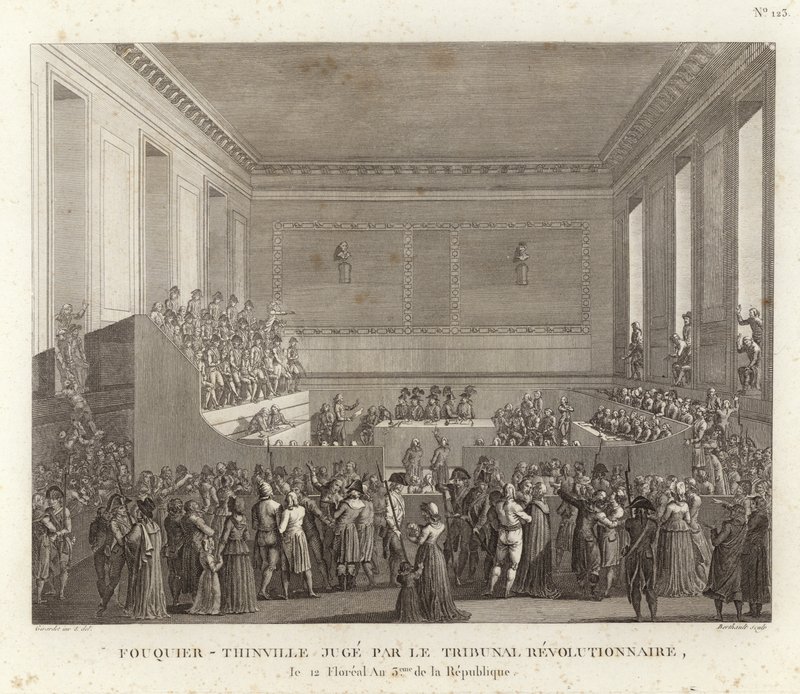 Antoine Quentin Fouquier-Tinville berecht door de revolutionaire rechtbank door French School