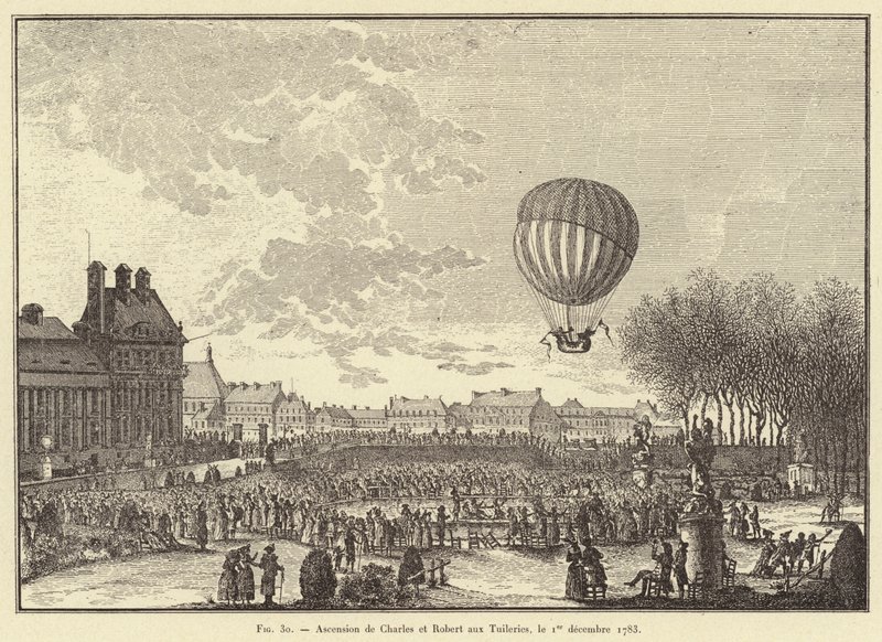 Ascension de Charles et Robert aux Tuileries, le 1er decembre 1783 door French School