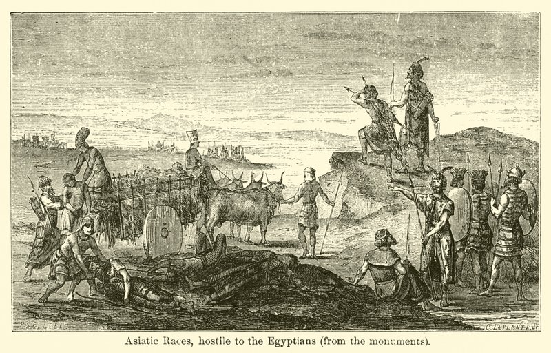 Aziatische rassen, vijandig tegenover de Egyptenaren, van de monumenten door French School