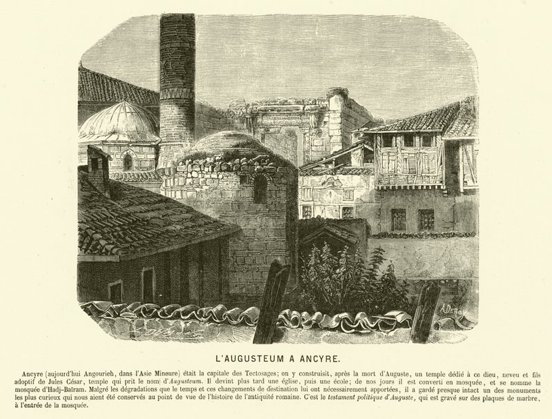 Augusteum, Tempel van Augustus en Rome, Ankara, Turkije (gravure) door French School