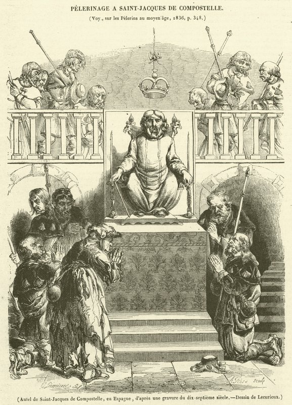 Altaar van Santiago de Compostela, in Spanje (gravure) door French School
