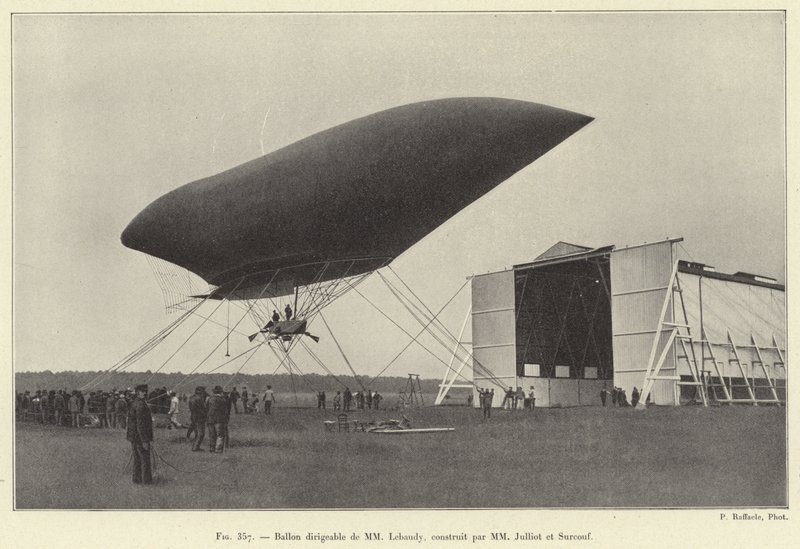 Luchtschip van de heren Lebaudy, gebouwd door de heren Julliot en Surcouf door French School