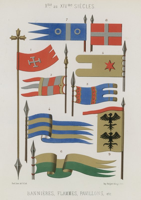 Banners, streamers, vlaggen van de 10e tot 14e eeuw door French School