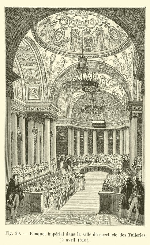 Keizerlijk banket in de theaterzaal van de Tuilerieën, 2 april 1810 door French School