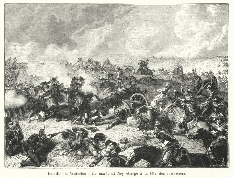 Bataille de Waterloo, Le marechal Ney charge a la tete des cuirassiers door French School