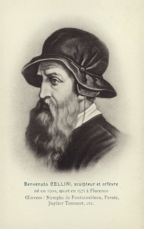 Benvenuto Cellini, Italiaanse beeldhouwer en goudsmid (litho) door French School
