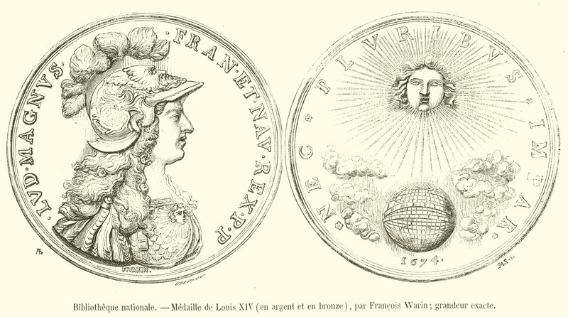 Bibliotheque nationale, Medaille de Louis XIV, en argent et en bronze door French School