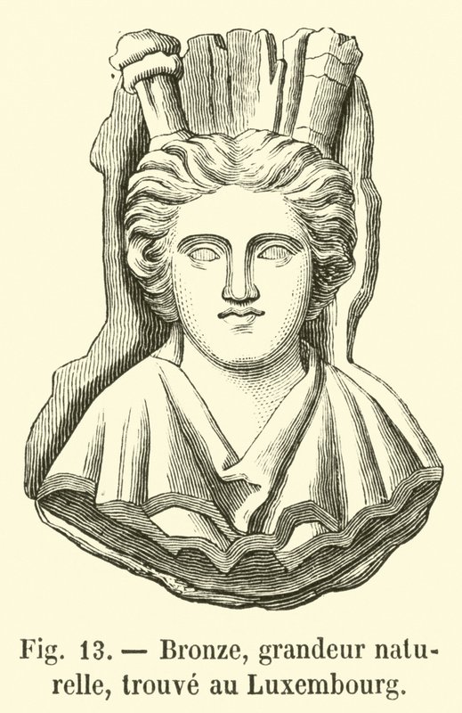 Brons, natuurlijke grootte, gevonden in Luxemburg (gravure) door French School
