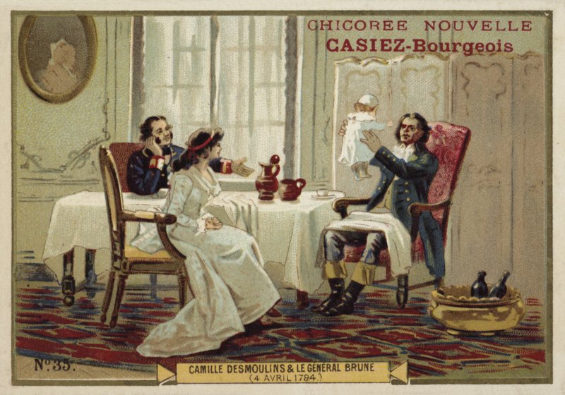 Camille Desmoulins en generaal Brune, Franse Revolutie, 4 april 1794 door French School