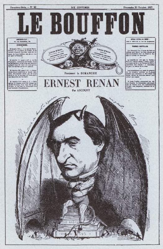 Karikatuur van de Franse filosoof Ernest Renan door French School