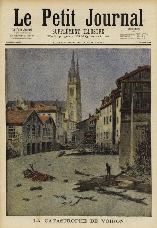 Catastrofale overstromingen in Voiron, Frankrijk, 1897 door French School