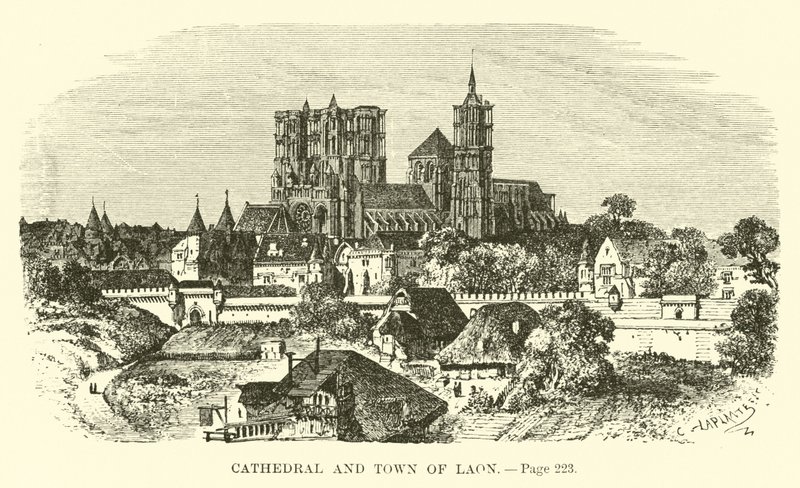 Kathedraal en stad Laon door French School