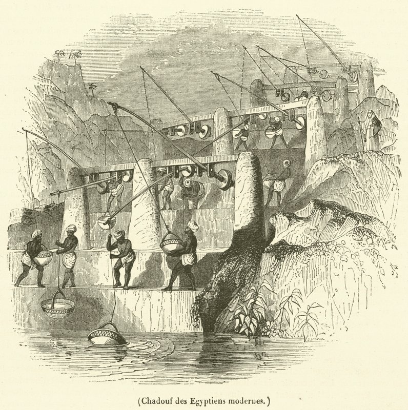 Shadoef van moderne Egyptenaren (gravure) door French School