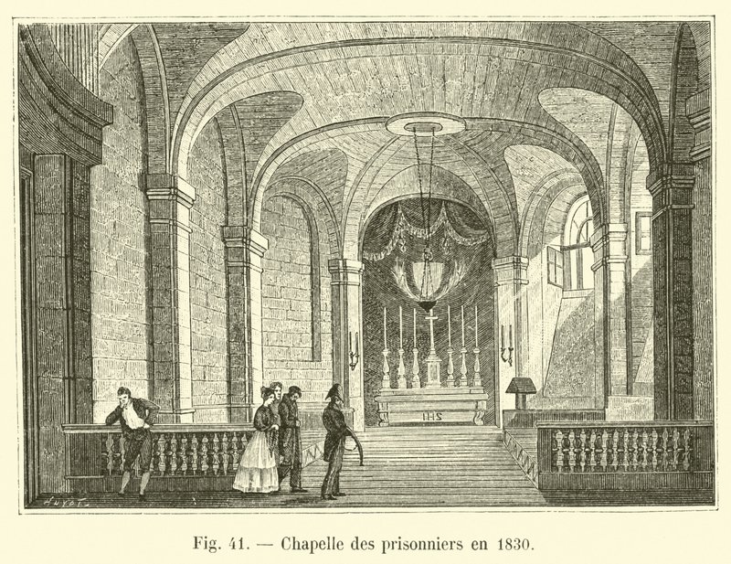 Kapel van de gevangenen in 1830 door French School