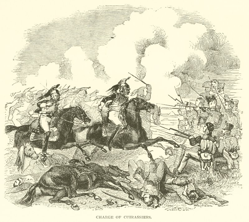 Aanval van Cuirassiers (gravure) door French School