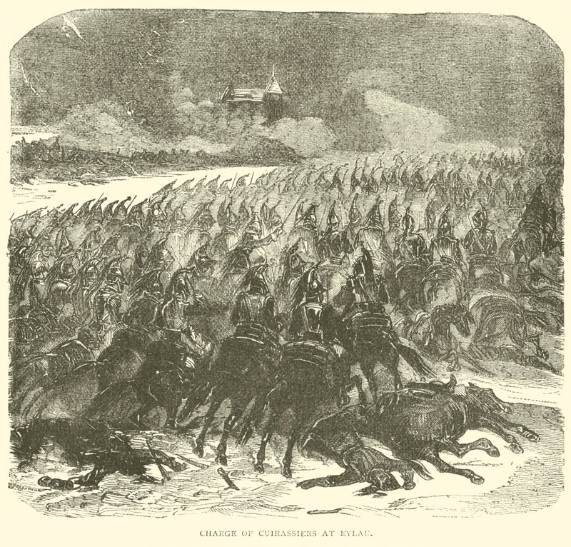 Aanval van de Cuirassiers bij Eylau (gravure) door French School