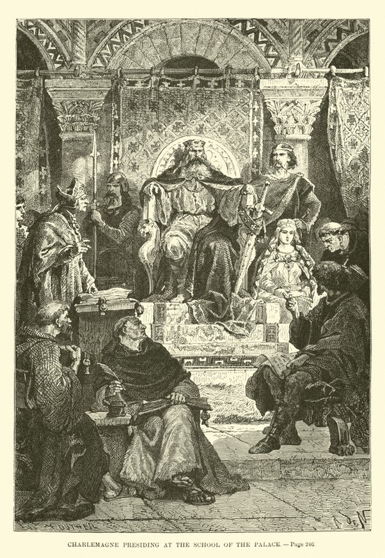 Karel de Grote presideert op de School van het Paleis door French School