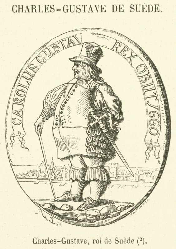 Charles-Gustave, koning van Zweden (gravure) door French School