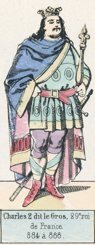 Karel II, bijgenaamd de Dikke, 29e koning van Frankrijk, 884 tot 888 door French School