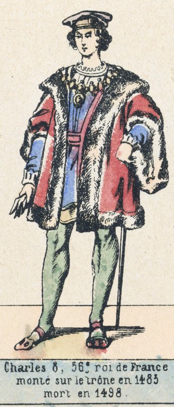 Karel VIII, 56e koning van Frankrijk, besteeg de troon in 1483, stierf in 1498 door French School