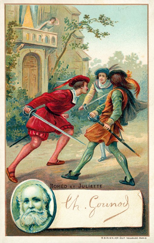 Charles Gounod, Franse componist, en een scène uit zijn opera Romeo et Juliette door French School