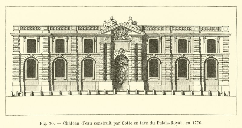 Fontein gebouwd door Cotte tegenover het Palais-Royal, in 1776 door French School