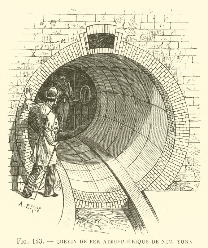 Atmosferische Spoorweg van New York (gravure) door French School