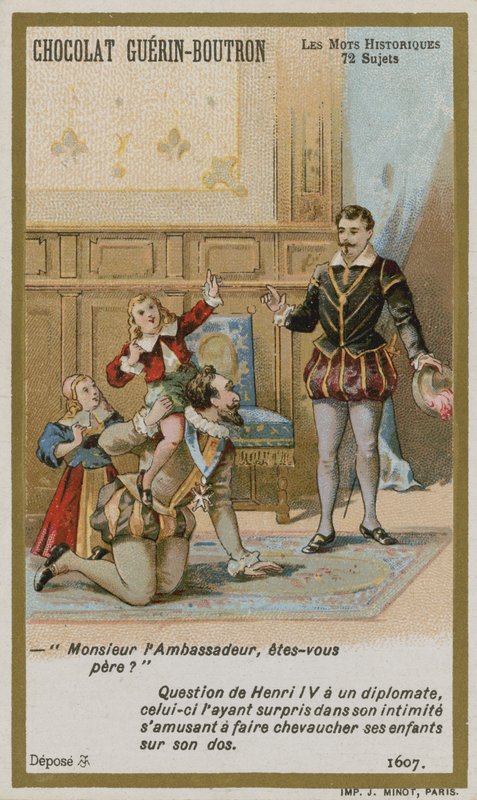 Chocolat Guerin-Boutron handelskaart, Historische Woorden serie door French School