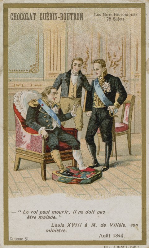 Chocolat Guerin-Boutron handelskaart, Historische Woorden serie door French School