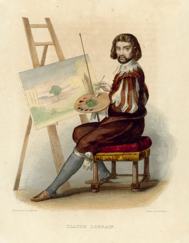 Claude Lorrain (gekleurde gravure) door French School
